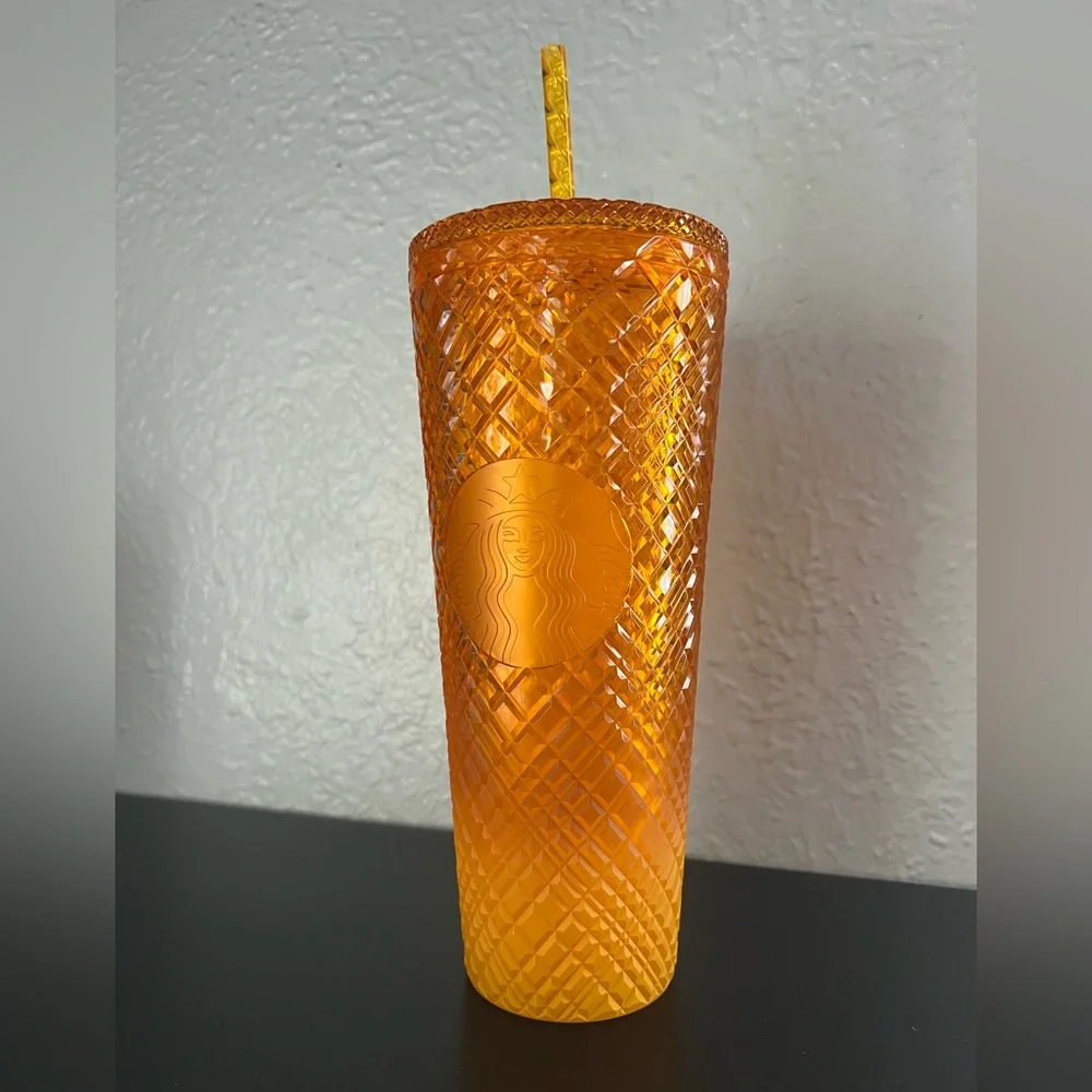 ✨NWOT - Starbucks 2021 Orange Jeweled Cold Beverage Tumbler✨